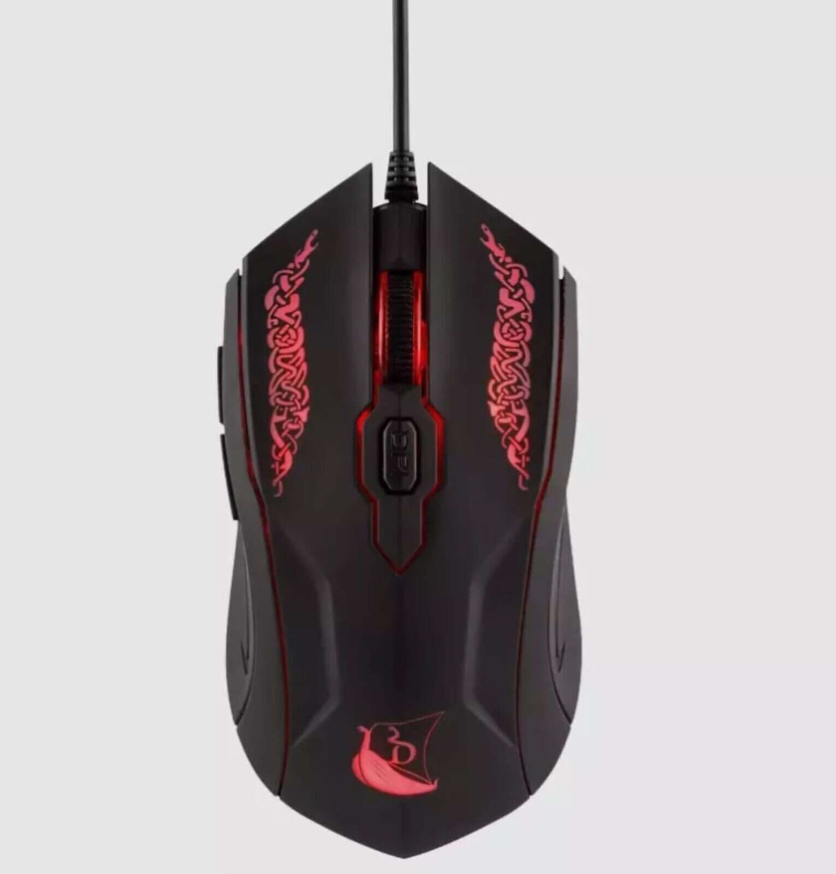 Konix Drakkar gaming mouse with LED light, 7 buttons, sleek black design for enhanced gaming performance.