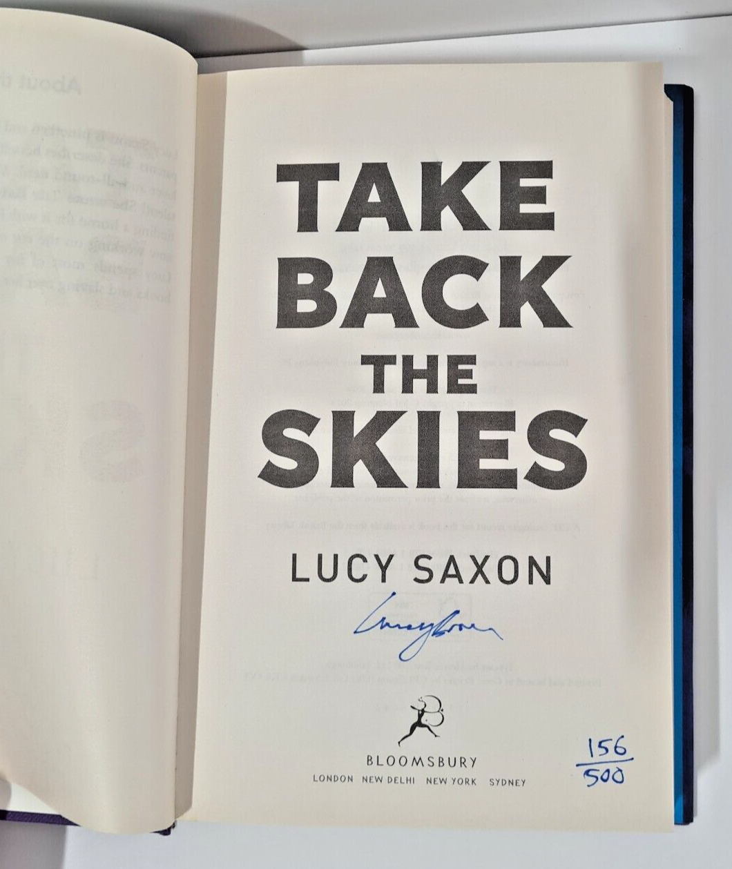 Take Back the Skies by Lucy Saxon SIGNED & NUMBERED UK 1st Editon Hardback