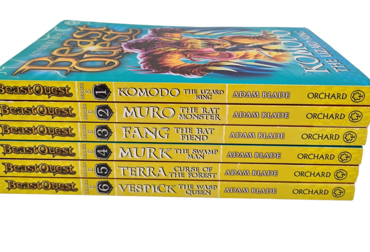 Beast Quest Series 6: 1-6 Paperback Book Set Murk, Terra, Muro, Vespick, Komodo.