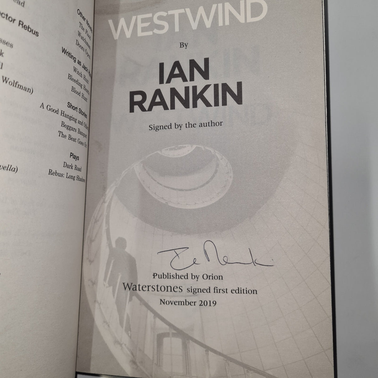 Ian Rankin Westwind - Hardback Waterstones Signed 1st Edition & Black edges 2019