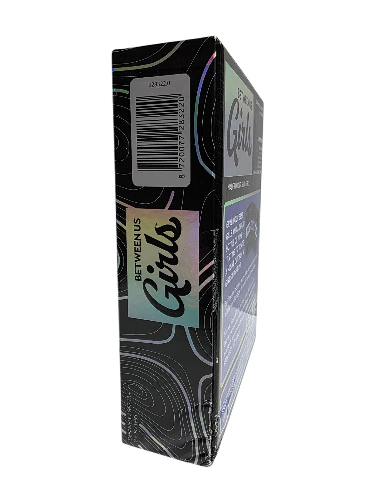 Between Us Girls game box featuring colorful design, perfect for a fun girls' night in with truth or dare challenges.