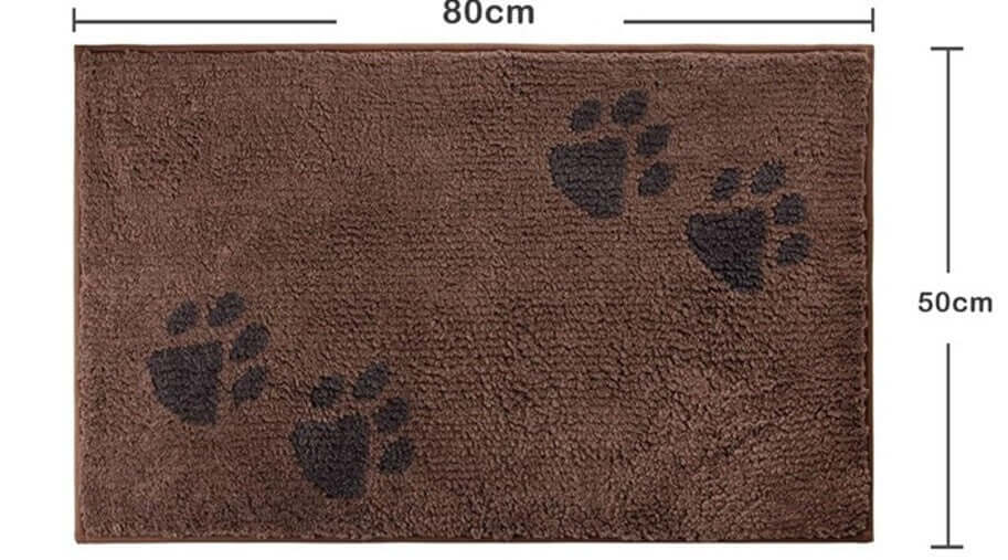 PURRUGS brown doormat with black paw prints, 50 x 80cm, ideal for trapping dirt indoors.