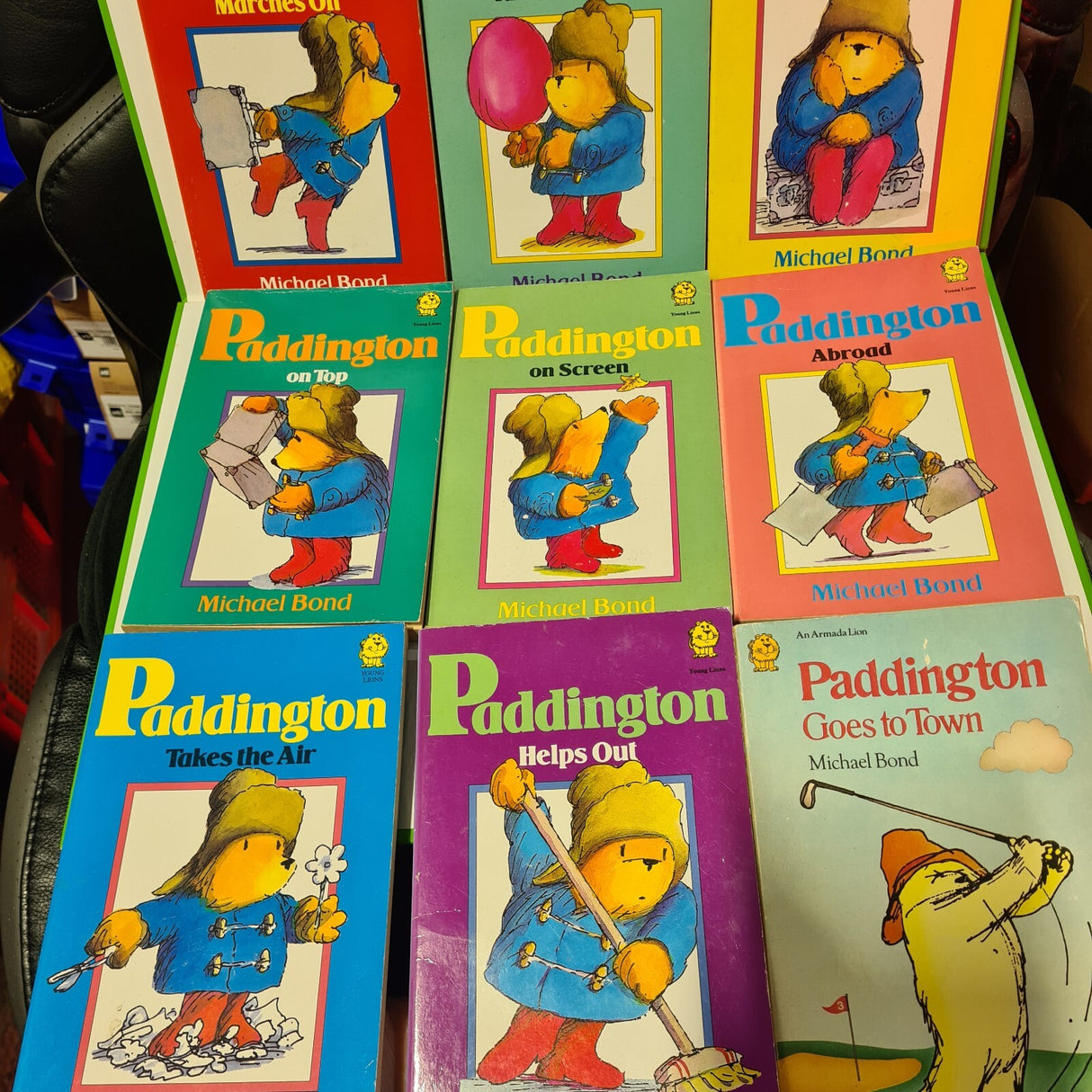 9 x Vintage Paddington Paperback Books By Michael Bond Publised by Young Lions