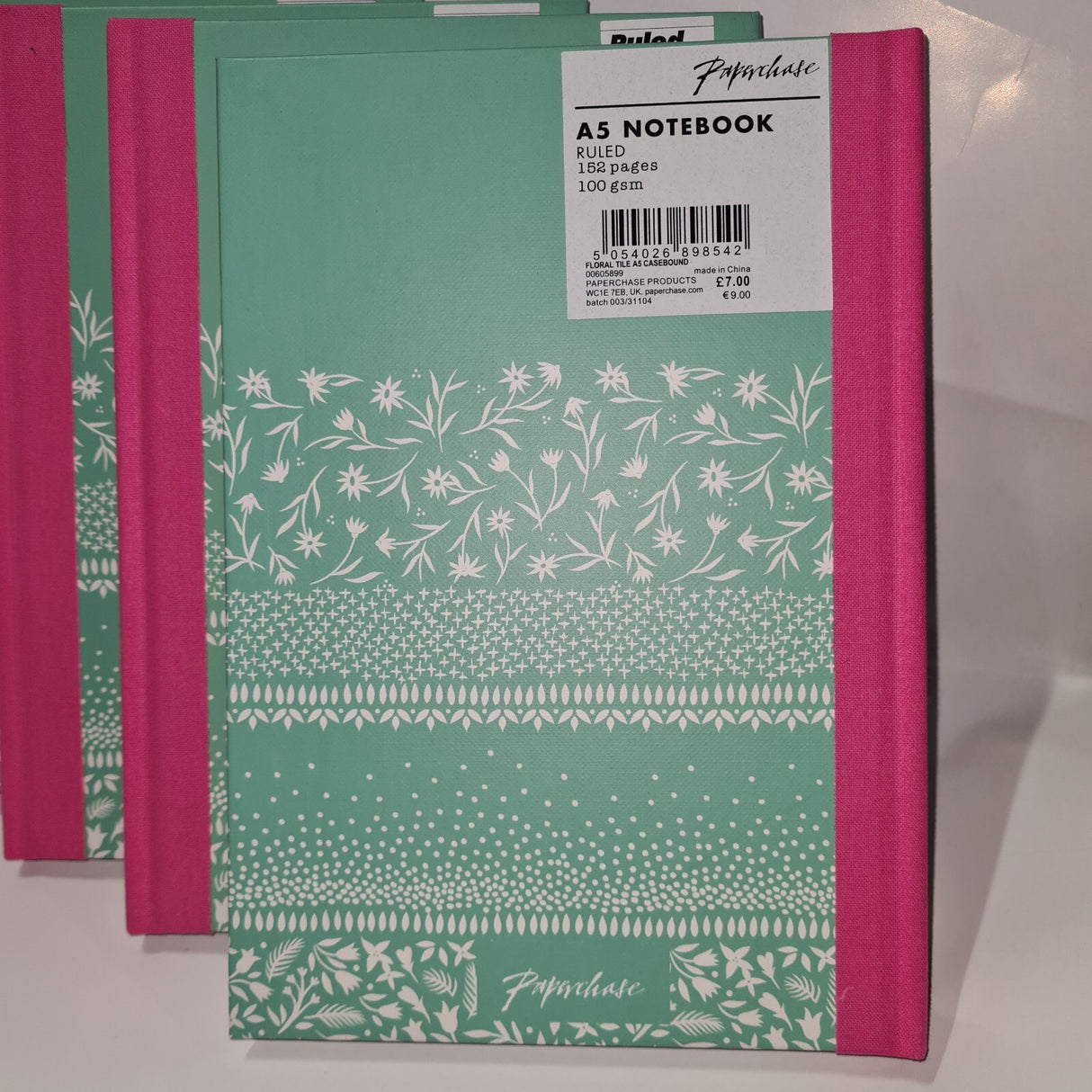 4 x Paperchase A5 Hardback floral Notebooks Ruled 152 pages 100gsm - New