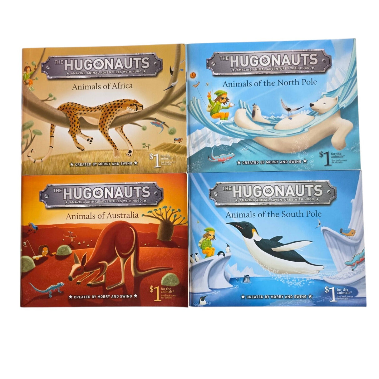 The Hugonauts Bundle x 4 Africa, Australia, South & North Pole By Morry & Swing