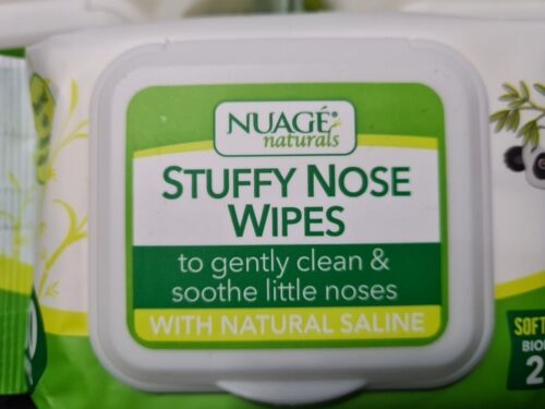 3 x 30 Nuage Naturals Stuffy Nose Wipes Soft Bambo Fibre Biodegradable In 28 Day