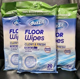 3 X 20 = 60 Duzzit Floor Wipes Biodegradable Use On Ceramic Linoleum Surfaces