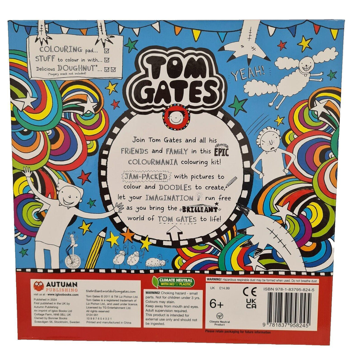 Tom Gates Colourmania Coluring Kit Pictures To Colour and Doodles To Create NEW