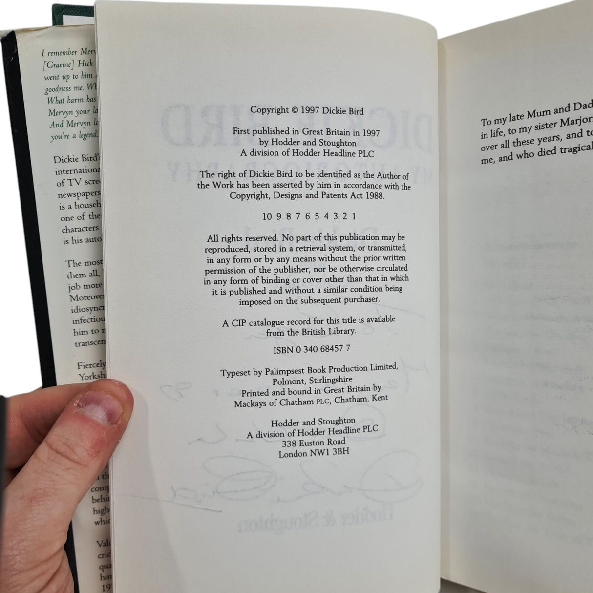 My Autobiography by Dickie Bird Signed Copy - Condition Issues See Photos