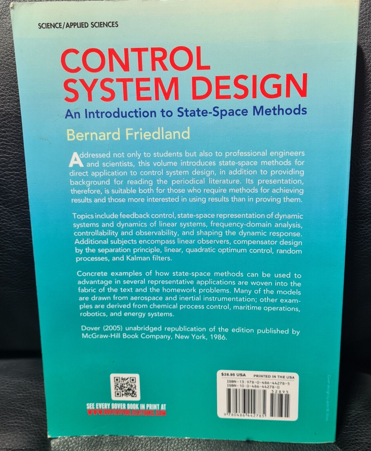 Control System Design An Introduction to State-Space Methods - Pre-Owned