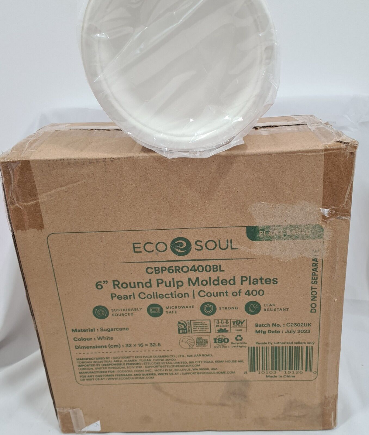 Eco Soul Round Pulp Moulded Plates Pack 400 Beige 6" /15.5cm - Ideal for Parties