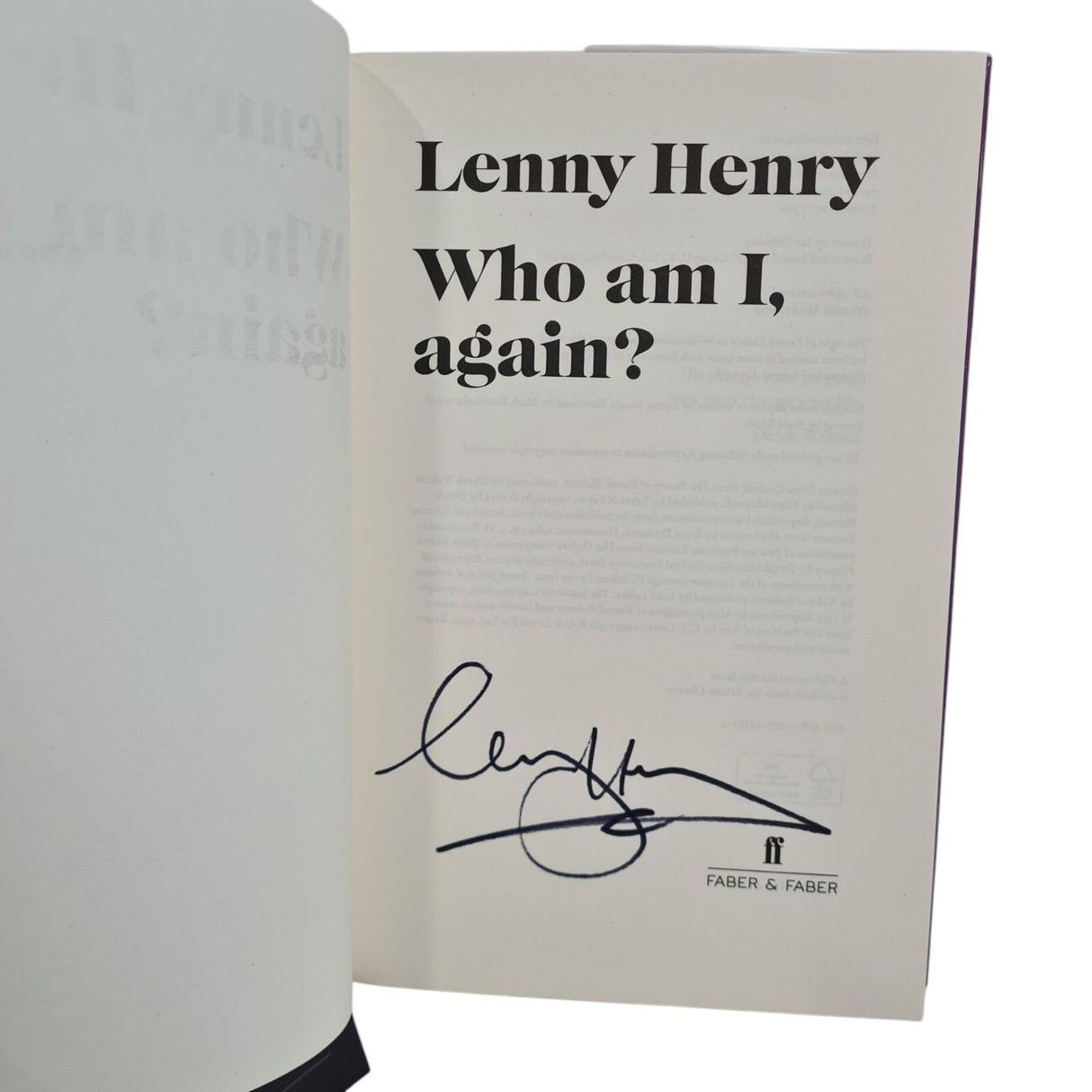 WHO AM I, AGAIN? by LENNY HENRY - signed by the author + Tour advert