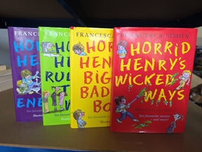 Horrid Henry  Hardbacj Bundle Set of 4 books See Photos A Bit Dirty On Top Edge
