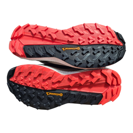 Adidas Terrex Free Hiker 2 GTX outsole featuring black and red traction for outdoor performance.
