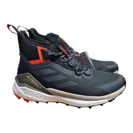 Men's Adidas Terrex Free Hiker 2 GTX sneakers in black and red, UK size 8, outdoor training footwear, new in box.
