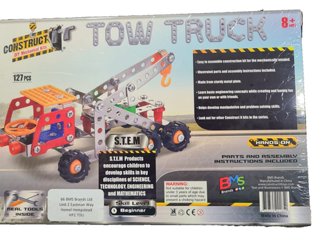Construct It DIY Mechanical Kit Tow Truck 127 Pieces With Tools - New Sealed