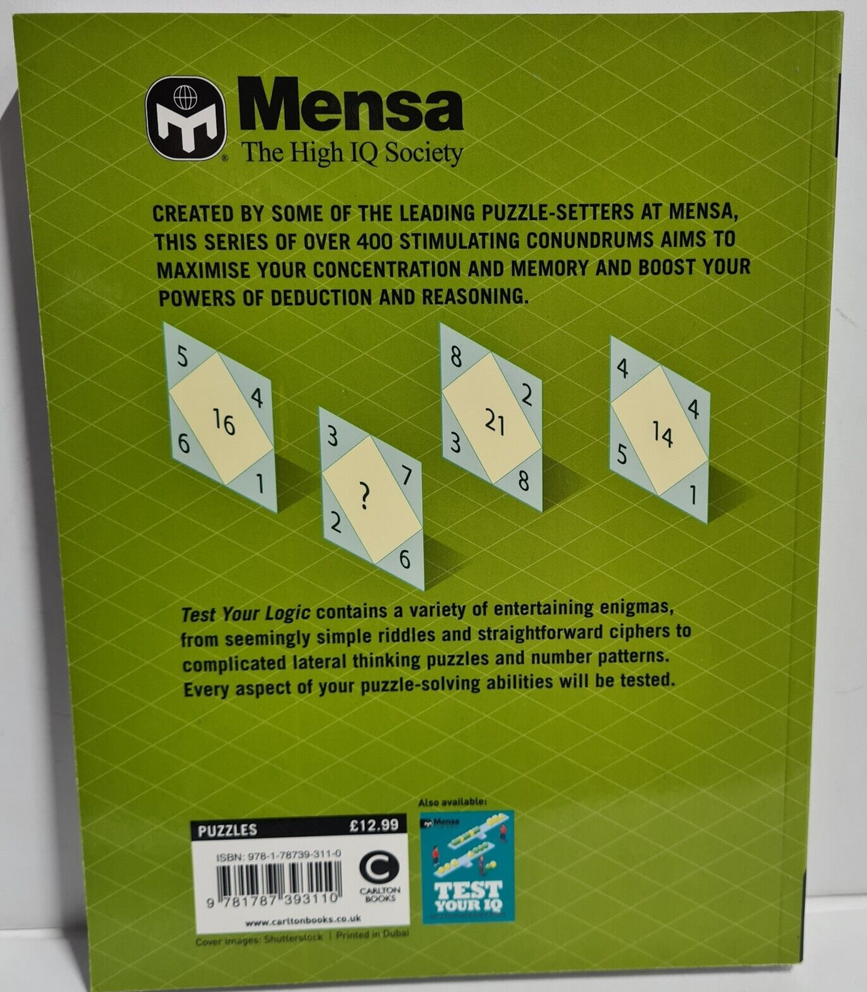 Mensa - Test Your Logic: Over 400 puzzles Paperback - LIKE NEW