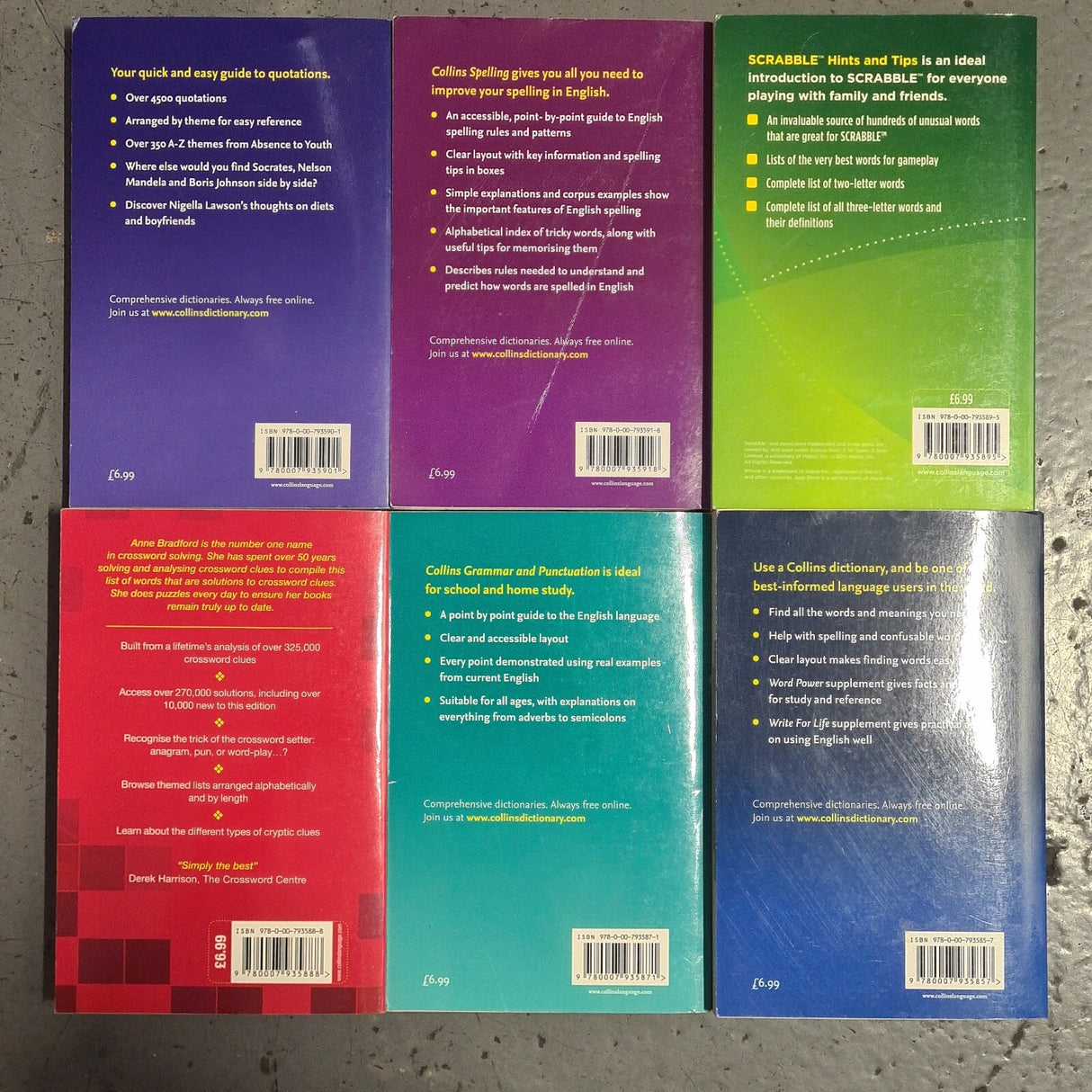 Collins Home Reference Set 6 Paperback Books,  - one cover corner missing