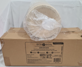 Eco Soul Round Pulp Moulded Bowls Pack 200 Beige 12oz / 350ml -Ideal for Parties