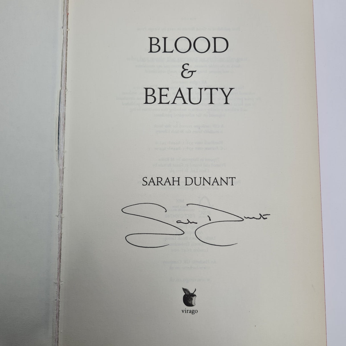 Blood & Beauty Signed By Sarah Dunant - Hardback Sprayed Edges - Pre-Owned