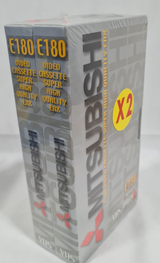 2 Pack Mitsubishi E180 Blank Video Cassette VHS Sealed - New Old Stock