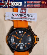 Naviforce Watch Waterproof Day Date Display orange TPU Strap - Free Delivery