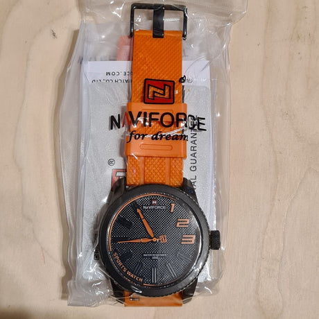 Naviforce Quartz Sports Watch Orange Silicone Strap Fashion Style Free Delivery