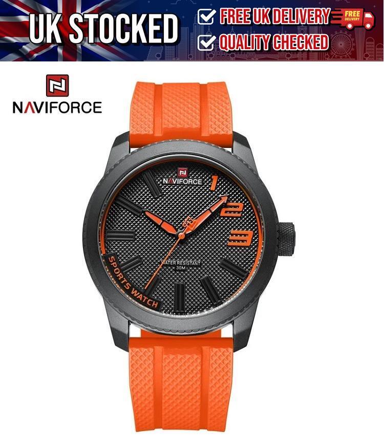 Naviforce Quartz Sports Watch Orange Silicone Strap Fashion Style Free Delivery