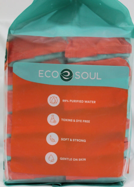 ECO SOUL Bamboo Flushable Toilet Wet Wipes  - 12 Packs Of 48 - Extra Large Wipes