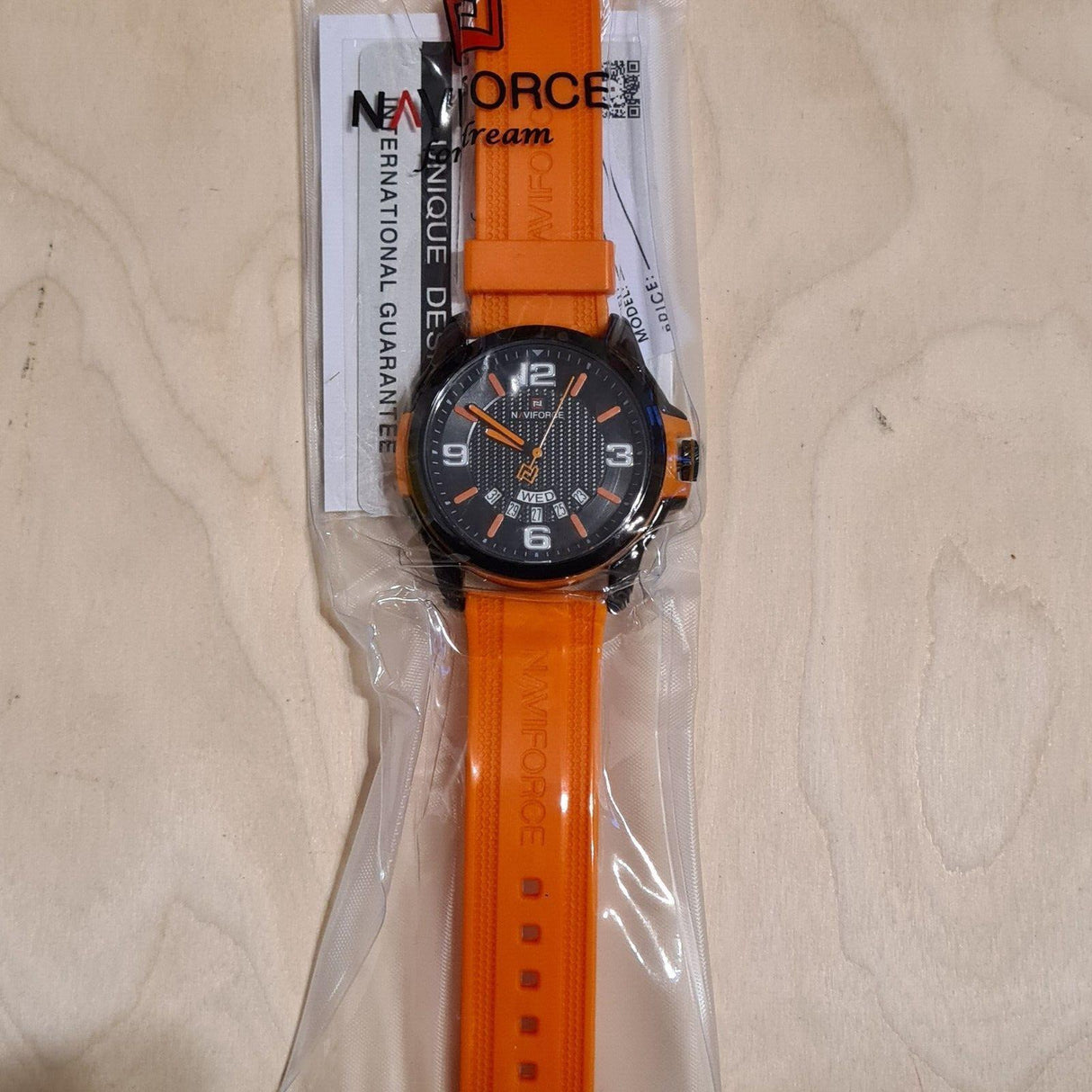 Naviforce Watch Waterproof Day Date Display orange TPU Strap - Free Delivery