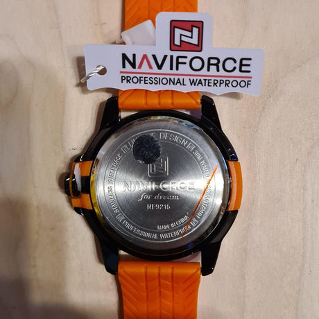 Naviforce Watch Waterproof Day Date Display orange TPU Strap - Free Delivery