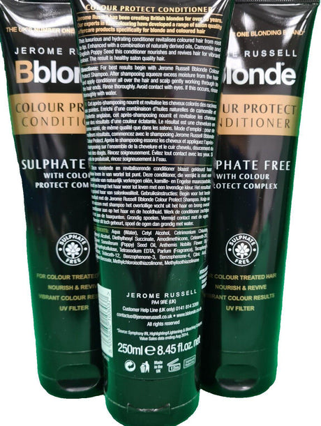 3 x Jerome Russell Bblonde Colour Protect Conditioner 250ml Sulphate Free "NEW"