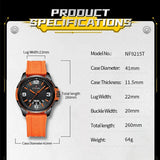 Naviforce Watch Waterproof Day Date Display orange TPU Strap - Free Delivery