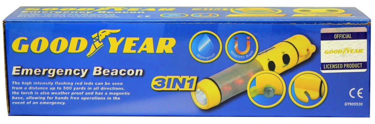 Goodyear - 3 in 1 EMERGENCY Torch / Beacon waterproof, magnetic, flashing lights