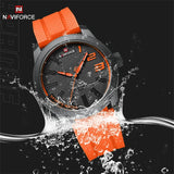 Naviforce Quartz Sports Watch Orange Silicone Strap Fashion Style Free Delivery