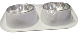 Twin Dog or Cat Bowls For food or water,  Non-Skid and with a rim to catch food