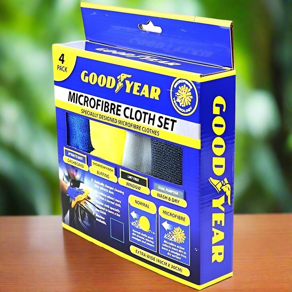 Goodyear Microfibre Cloth Set 4 pack For Car - Van - Lorry - Motorbike -Cleaning